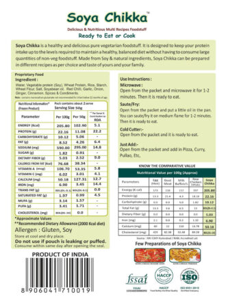 Vezlay Soya Chikka is ready to eat or cook, Soya Chikka Contain more protein than meat and egg.